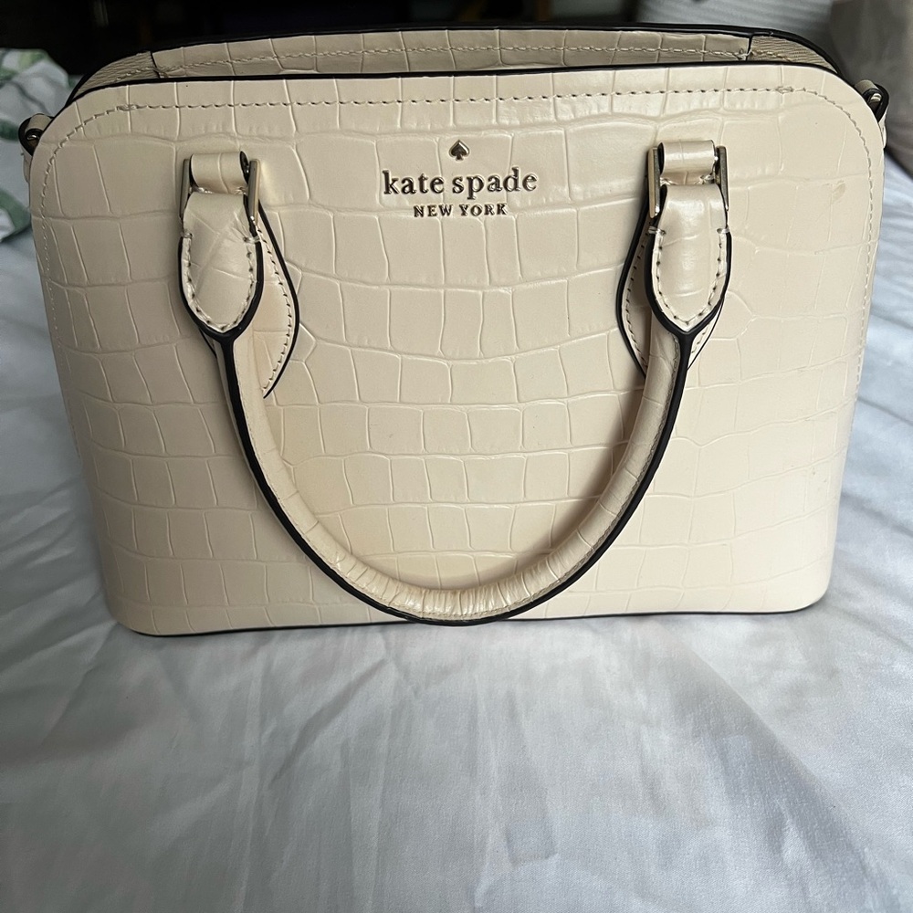 Kate Spade Ivory Croc-Embossed Satchel